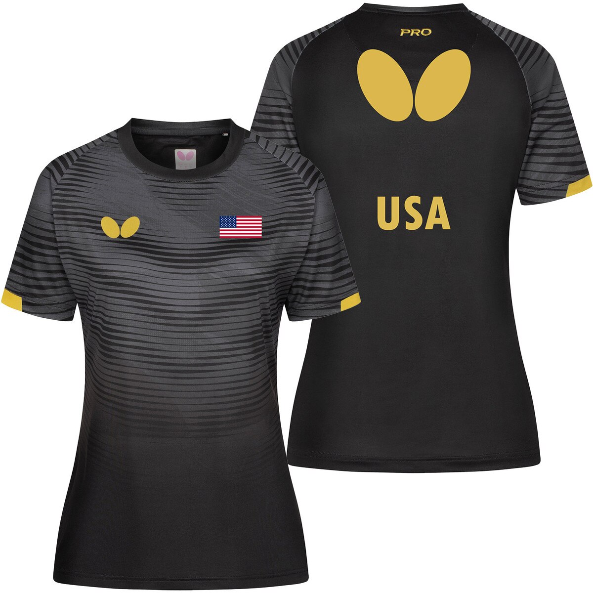 Butterfly USA Team 25 Lady Shirt - Black - Front/Back
